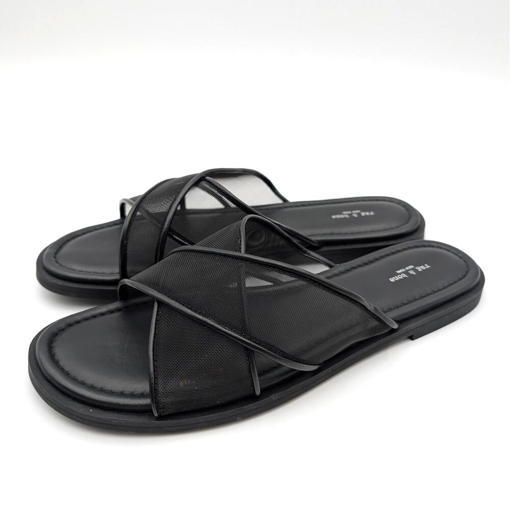 Rag & Bone Geo Mesh Cross Strap Sandals Women's Black Size US9.5 EU39.5